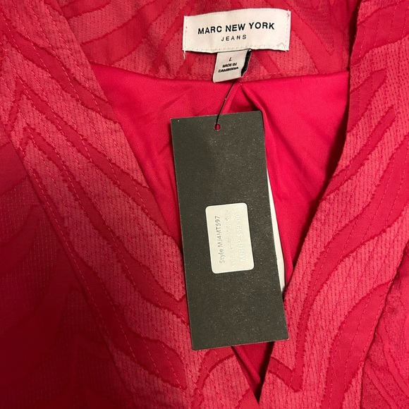 Mark New York Large dark pink blouse short sleeves v neck - Picture 8 of 9